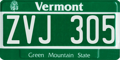 VT license plate ZVJ305
