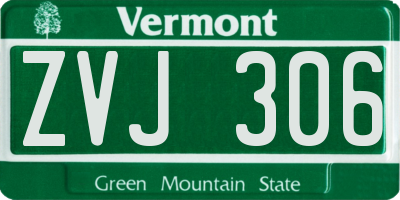VT license plate ZVJ306