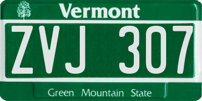 VT license plate ZVJ307
