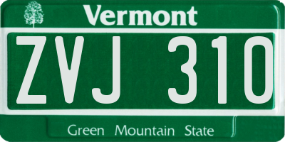 VT license plate ZVJ310