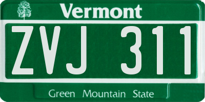 VT license plate ZVJ311