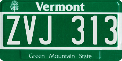 VT license plate ZVJ313