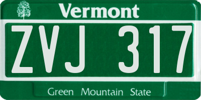 VT license plate ZVJ317