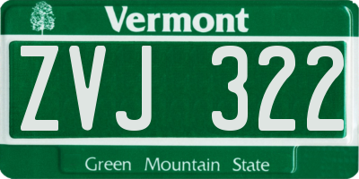 VT license plate ZVJ322