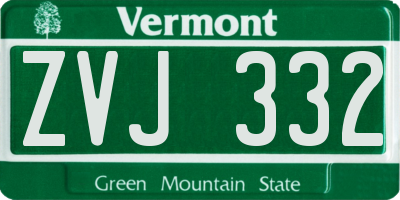 VT license plate ZVJ332
