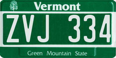 VT license plate ZVJ334