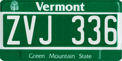 VT license plate ZVJ336