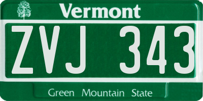 VT license plate ZVJ343