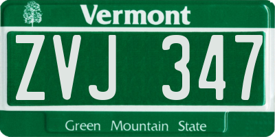 VT license plate ZVJ347