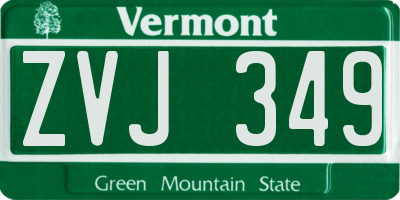 VT license plate ZVJ349