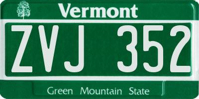 VT license plate ZVJ352