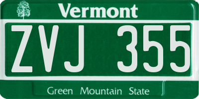 VT license plate ZVJ355