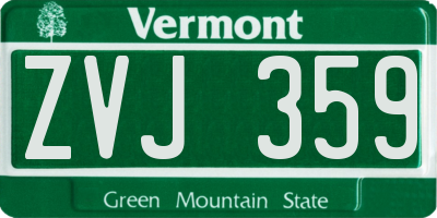 VT license plate ZVJ359