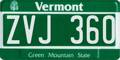 VT license plate ZVJ360