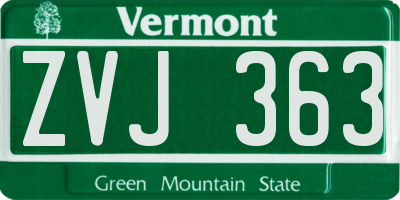 VT license plate ZVJ363