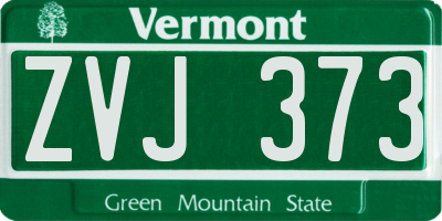 VT license plate ZVJ373