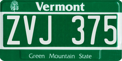 VT license plate ZVJ375