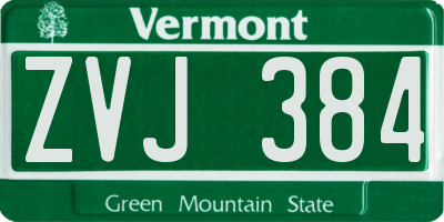 VT license plate ZVJ384