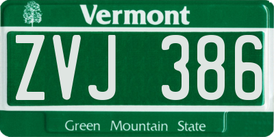 VT license plate ZVJ386