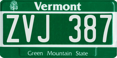 VT license plate ZVJ387