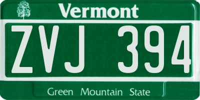 VT license plate ZVJ394