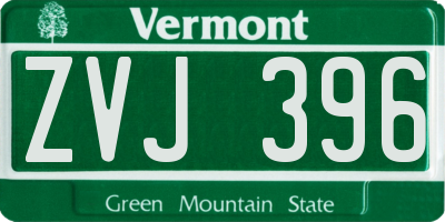 VT license plate ZVJ396