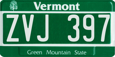 VT license plate ZVJ397
