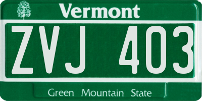 VT license plate ZVJ403