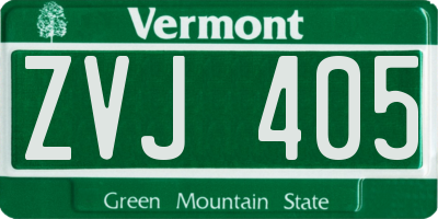 VT license plate ZVJ405