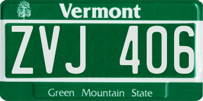 VT license plate ZVJ406