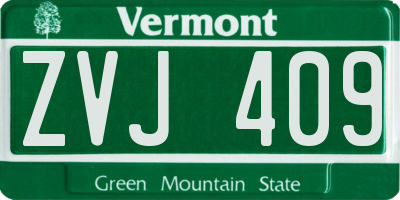 VT license plate ZVJ409