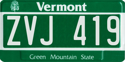 VT license plate ZVJ419