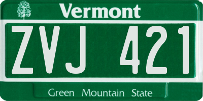 VT license plate ZVJ421