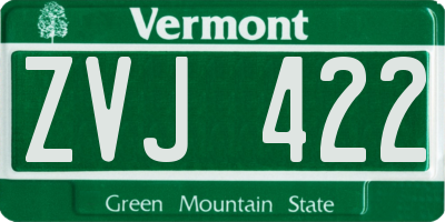 VT license plate ZVJ422