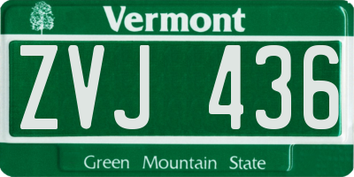 VT license plate ZVJ436