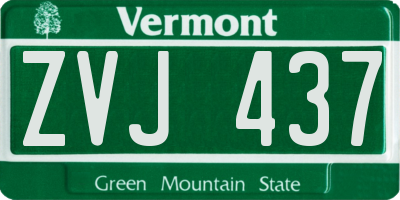 VT license plate ZVJ437