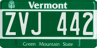 VT license plate ZVJ442