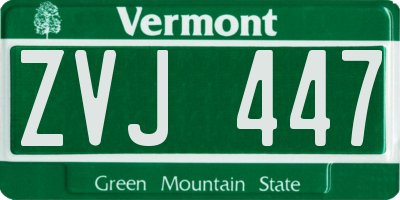 VT license plate ZVJ447