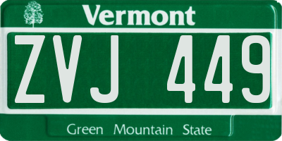 VT license plate ZVJ449