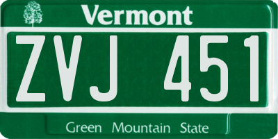 VT license plate ZVJ451