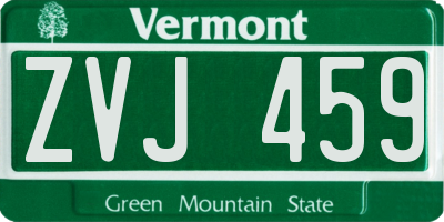 VT license plate ZVJ459