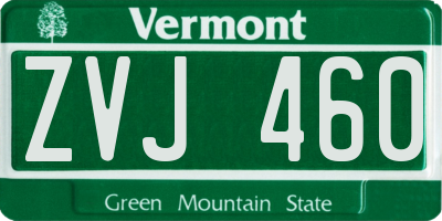 VT license plate ZVJ460