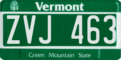 VT license plate ZVJ463