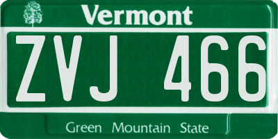 VT license plate ZVJ466