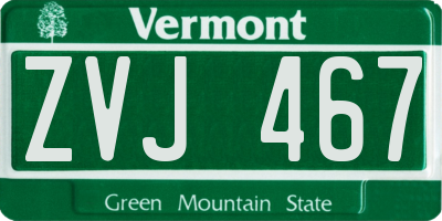 VT license plate ZVJ467