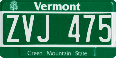 VT license plate ZVJ475