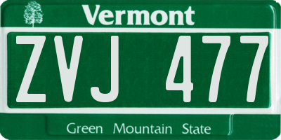 VT license plate ZVJ477