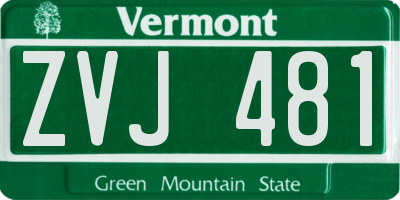 VT license plate ZVJ481