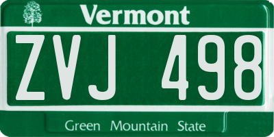VT license plate ZVJ498