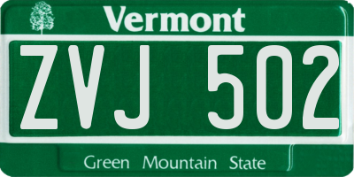 VT license plate ZVJ502